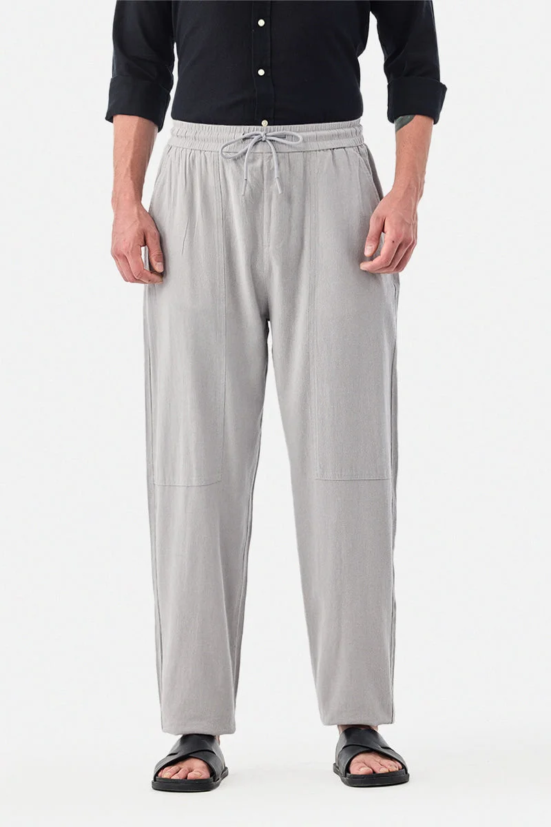 SNITCH Grey Relaxed Fit 100% Cotton Pants for Men | Best Price UAE